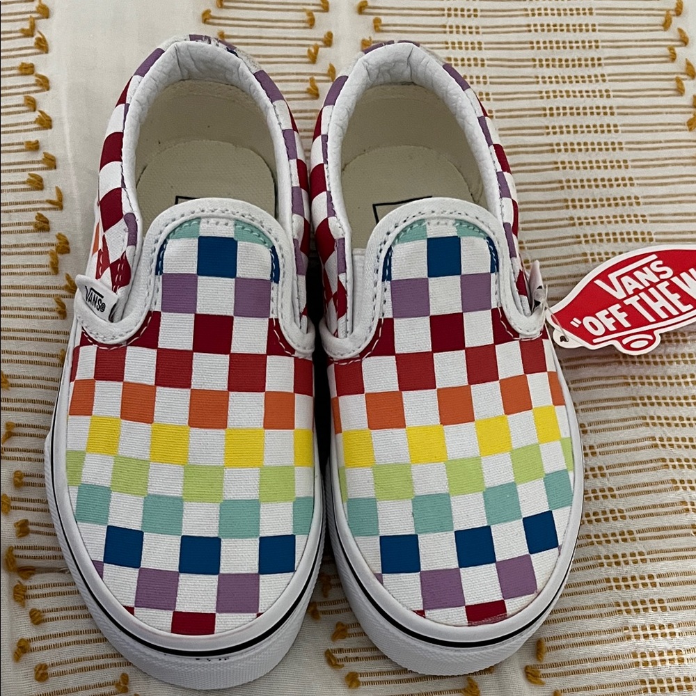 Vans Kids Colorful Checkered Slip-On Sneakers